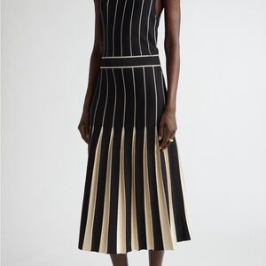 St. John Collection Black and Cream Striped Dress